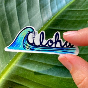 3” Vinyl sticker aloha wave surf hawaii California Florida  tropical  water bottle bumper computer sticker