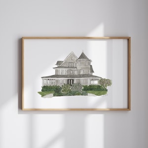 Ditmas Park "Halloween House," Brooklyn Print Souvenir, Hand Painted Watercolor Illustration