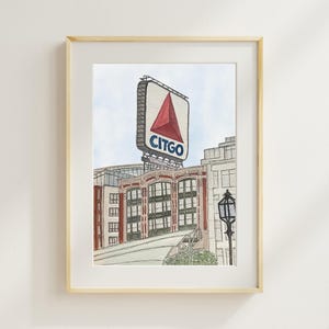 Boston Citgo Sign Watercolor Art Print – Iconic Boston Landmark Art – Fenway Neighborhood Illustration – Boston Marathon Fundraiser