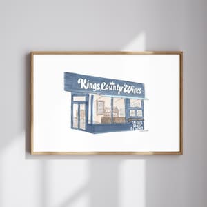 Kings County Wine, Ditmas Park, Brooklyn Print Souvenir Hand Painted Watercolor Illustration