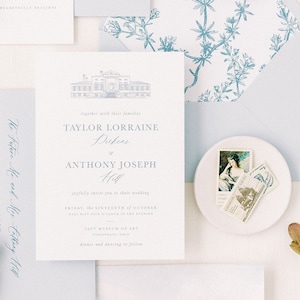 GEDRUCKTE benutzerdefinierte Hochzeitseinladung, Längste Zeit Design, Klassische Hochzeitseinladung, Veranstaltungsort Illustration, Veranstaltungsort Einladung