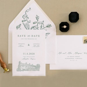 Illustration du lieu IMPRIMÉE, réservez la date, réservez la date, illustration du lieu, croquis numérique du lieu, mariage à destination, conception la plus longue