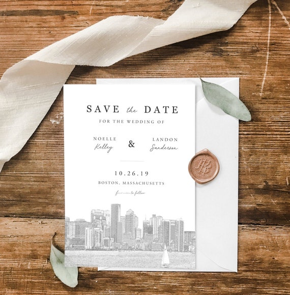 Boston Save The Date Printed Save The Date Card Boston Etsy