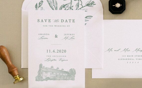 Save the Date Destination Wedding Venue Illustration Longest Time Design PRINTED Venue Illustration Save the Date Digital Venue Sketch