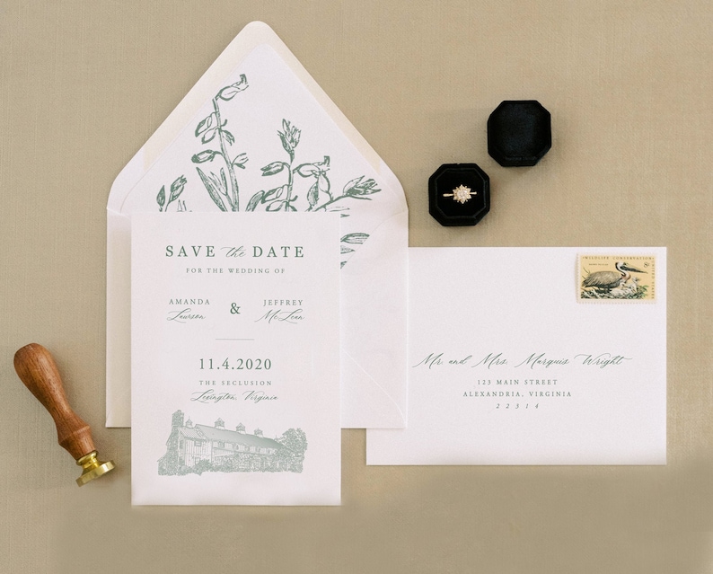 Save the Date Destination Wedding Venue Illustration Longest Time Design PRINTED Venue Illustration Save the Date Digital Venue Sketch