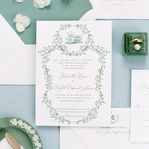 GEDRUCKTE benutzerdefinierte Hochzeitseinladung, Längste Zeit Design, Klassische Hochzeitseinladung, Veranstaltungsort Illustration, Veranstaltungsort Einladung