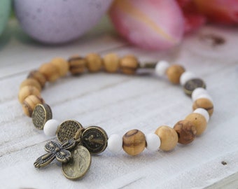 Rosary Bracelet Handmade Miraculous Medal Love Black Bronze Catholic