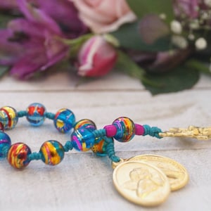 One Decade Taschen-Rosenkranz-Gold handgemachte Schutzengel-wundersame Medaille St. Benedikt Kreuz gemacht mit Liebe :)
