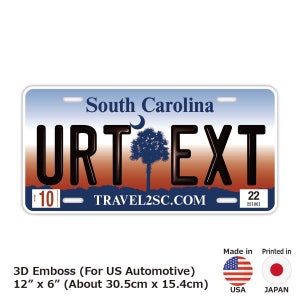 South Carolina / Customizable USA State License Plate 12in x 6in Embossed