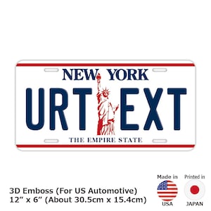 New York - Statue of Liberty / Customizable USA State License Plate 12in x 6in Embossed