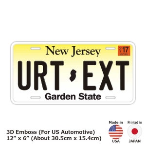 New Jersey / Customizable USA State License Plate 12in x 6in Embossed