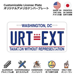 Washington DC / Customizable USA State License Plate 12in x 6in Embossed