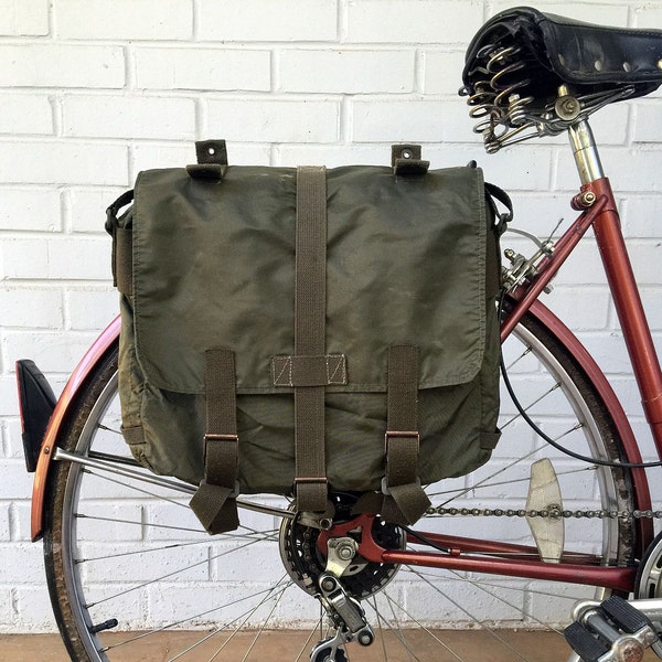 Austrian Army Surplus Knapsack Vintage Bicycle Pannier 1980's Green