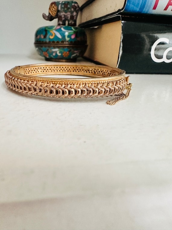 Vintage Miriam Haskell gold hinged bracelet