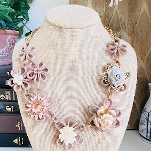 Lenora Dame Fabric Flower necklace