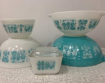 Vintage Butterprint Pyrex, Turquoise Amish Pyrex, Individually Priced