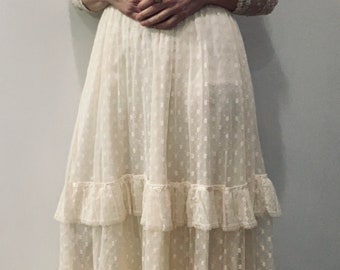 Vintage Boho Peasant Lace Dress - Wedding Gown - “Gunne Sax” Bridal Collection