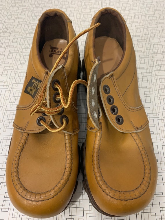 靴 OLD Parachoc rubber sole leather shoes Vintage Leather Mens Lace up Paraboot Black Shoes / Round