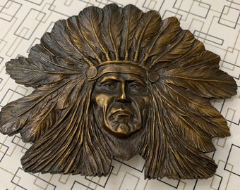 Indigenous Head Dress - “Bergamont Brass Works” Belt Buckle - Made in USA