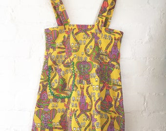 Vintage 1970s psychedelic pinafore dress / skirt Size Small