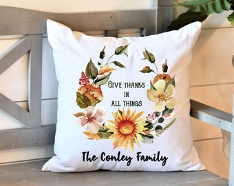 Personalized pillow cover, Family pillow cover, housewarming gift, wedding gift, Thanksgiving pillow cover, fall pillow cover