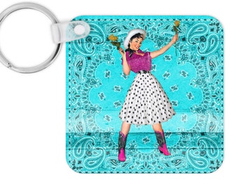 key chain western keychain cowgirl keychain cowgirl gift fun cowgirl keychain bandana keychain country girl keychain