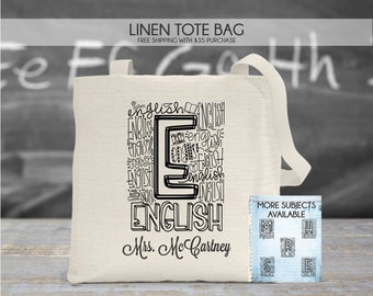 Teacher tote bag, teacher gift, teacher appreciation, new teacher gift, math teacher gift, science teacher gift, history teacher gift