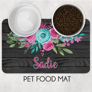 Pet mat, pet feeding mat, pet placemat, new puppy gift, new cat gift, dog food mat, cat food mat, floral pet mat, girly pet mat, kitten mat