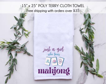 mahjong towel, mahjong hand towel, mahjong party gift, mahjong hostess gift, mahjong lover gift, mahjong party towel, mahjong gift