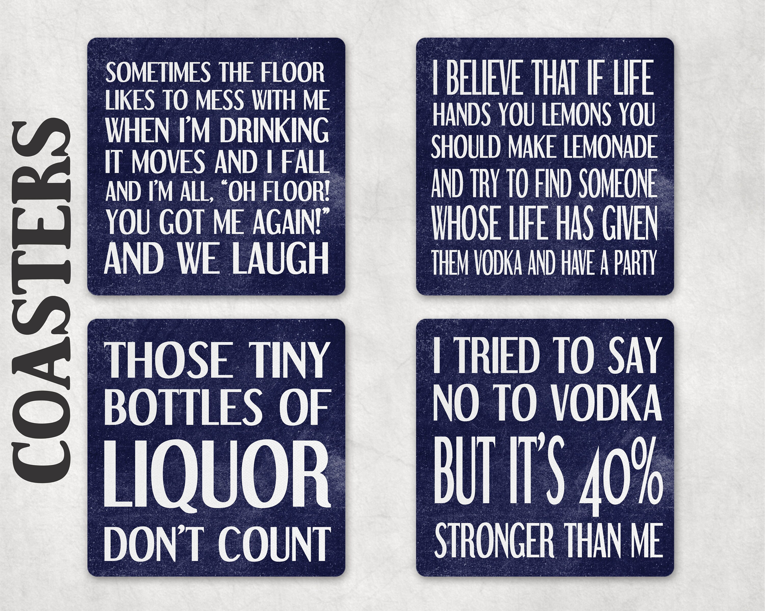 Coasters Coaster Set Funny Coaster Set Bar Coasters Liquor Etsy UK
