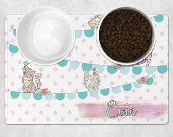 Pet mat, cat mat, pet feeding mat, cat feeding mat, kitten gift, new pet gift, girly cat mat, cat food mat