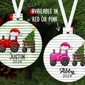 Personalized child's ornament, tractor Christmas ornament, tractor ornament, boys farm ornament, girls farm ornament, 2024 child ornament