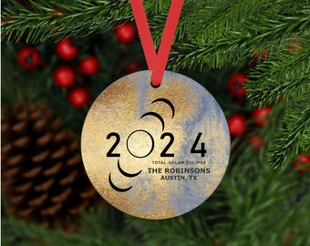 Solar eclipse ornament, 2024 solar eclipse Christmas ornament, 2024 eclipse ornament, 2024 solar eclipse gift, solar eclipse memento