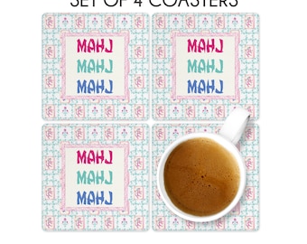 Mahjong coaster, Mahjong hostess gift, Mahjong party coasters, Mahjong table coasters, Mahjong lover gift, Mahjong gift, Mahjong coaster set