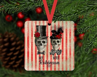 Till death do us part ornament, till death do us part gift, skull wedding ornament, personalized skull wedding ornament, skull wedding gift