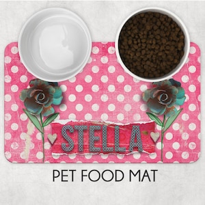 Pet mat, pet feeding mat, personalized pet mat, pet place mat, new pet gift, custom pet mat, girly pet mat, dog food mat, cat food mat