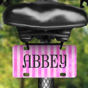 Mini license plate, personalized license plate, bike license plate, kids bike accessory, power wheel license plate, girls bike license plate