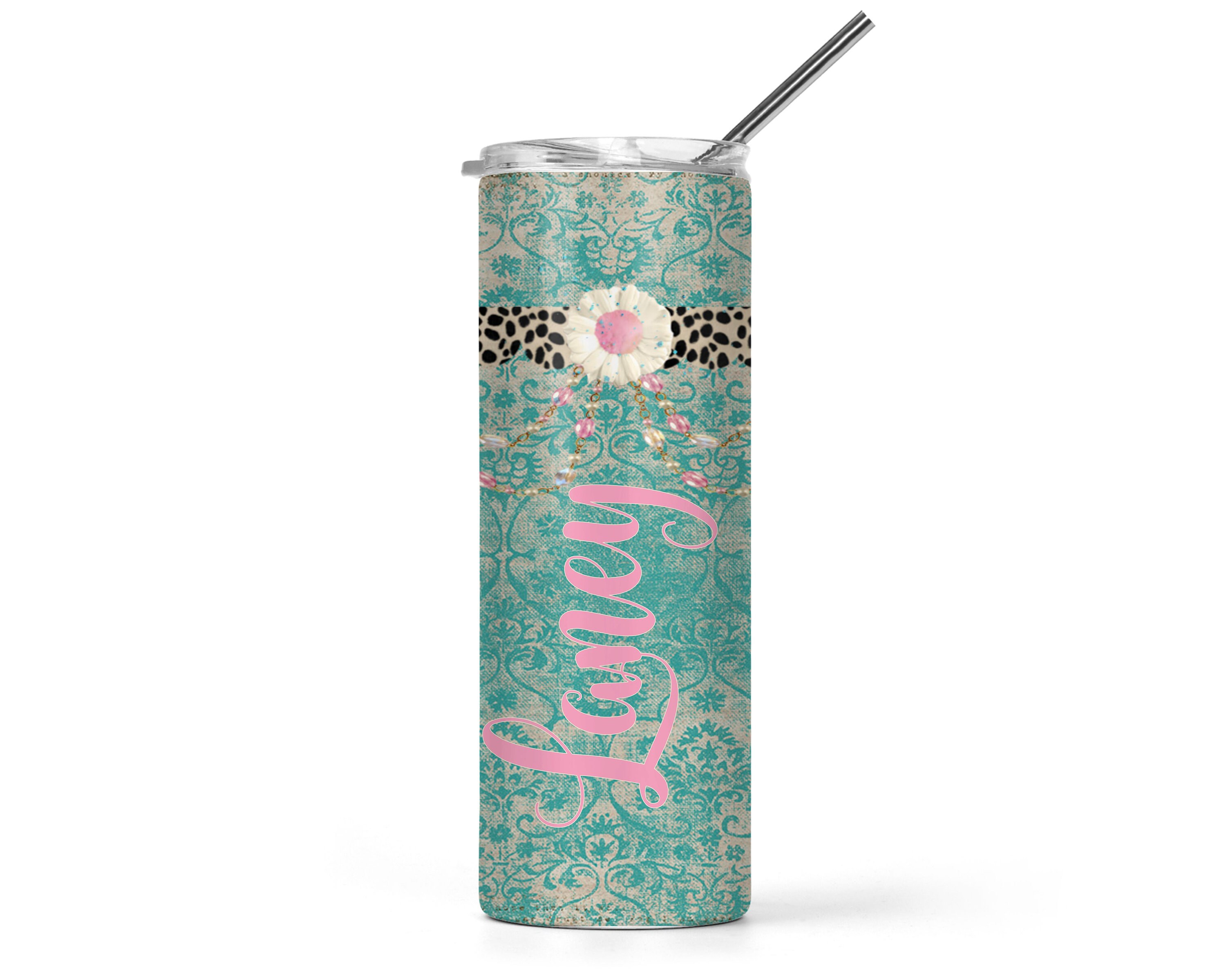 Skinny tumbler shabby chic tumbler personalized tumbler Etsy