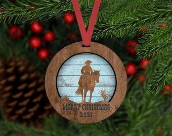Sheriff Cowgirl Christmas Ornament Custom Made and Personalized Western Stocking Stuffer Horse Lover Kids Gift Cowboy Christmas Ornament