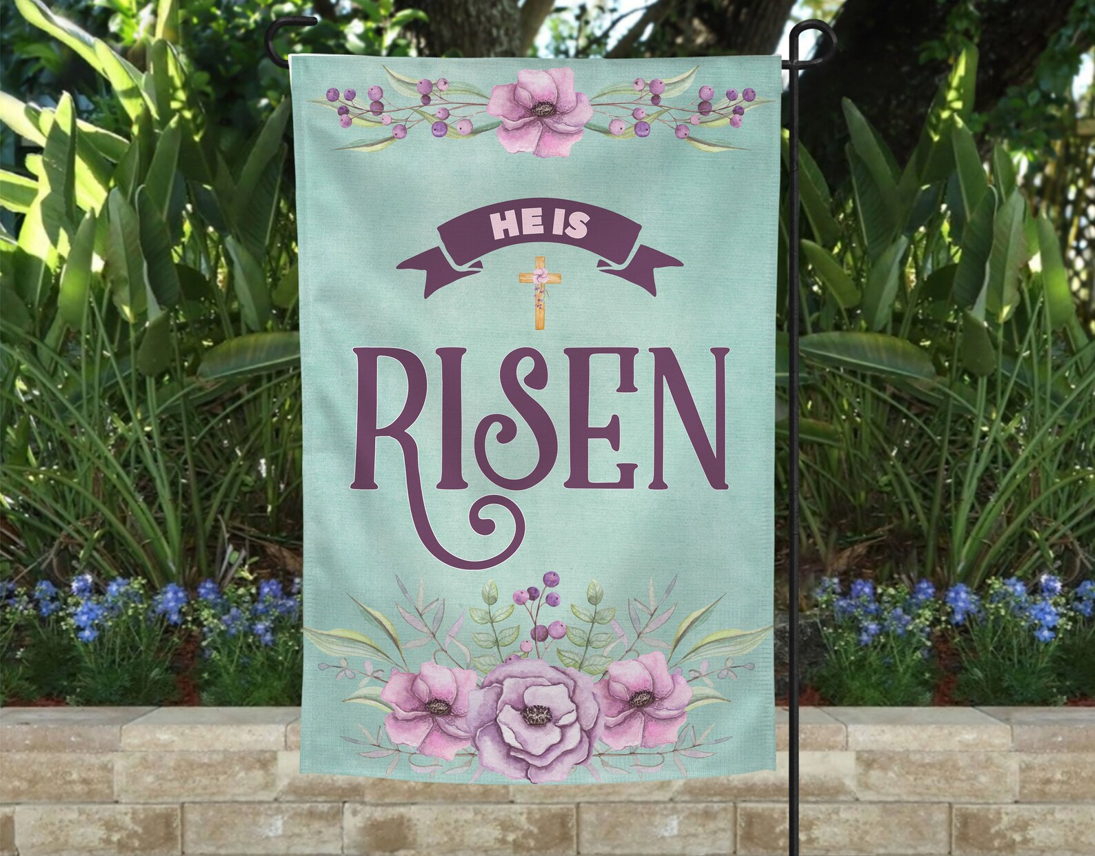 Easter Flag He is Risen Flag Easter Garden Flag Spring Etsy