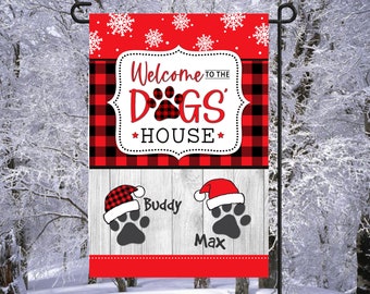 Garden flag, dog garden flag, dog lover flag, dog lover gift, dog flag, Christmas dog flag, new puppy gift, dog Christmas flag