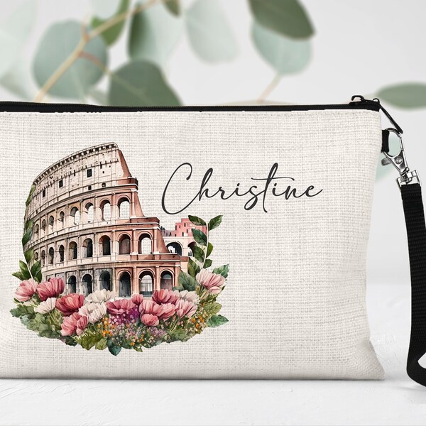 Colosseum makeup bag, Italian makeup bag, Rome makeup bag, Rome trip gift, Rome trip bag, Italian Colosseum bag, Italy trip gift, Italy bag