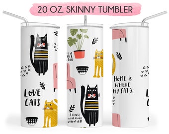 Cat skinny tumbler, cat tumbler, cat cup, cat lover tumbler, cat lover gift, vet gift, vet tech gift, cat lover cup, cat lover mug, cat mug