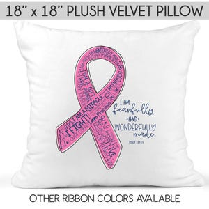Cancer ribbon pillow cover, cancer ribbon pillow, breast cancer pillow, soft cancer pillow, cancer ribbon gift, cancer treatment gift