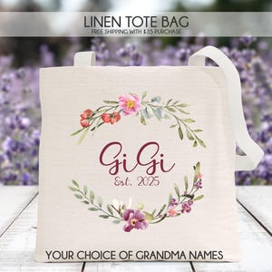 Grandma tote bag, grandmother bag, grandmother gift, new grandma gift, baby announcement, grandmother tote bag, promoted to grandma