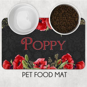 Pet mat, pet feeding mat, cat mat, new puppy gift, pet place mat, poppy print pet mat, girly pet mat, dog food mat, cat food mat