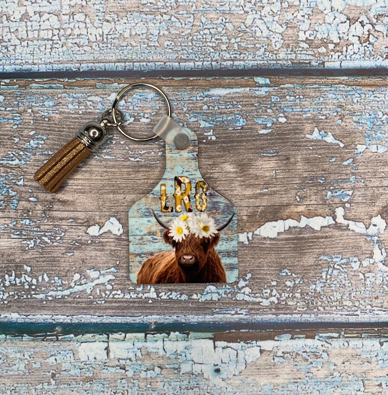 Cow Tag Keychain Cow Keychain Western Keychain Cowgirl Gift Etsy