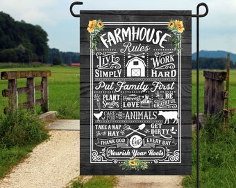 Farmhouse garden flag, farm flag, country flag, farmhouse gift, farmhouse rules, barn flag, country garden flag, farmhouse flag