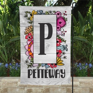 Garden flag, summer garden flag, personalized garden flag, family name garden flag, floral flag, floral garden flag, spring garden flag