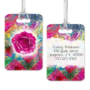 luggage tag, feminine luggage tag, floral luggage tag, bridesmaid gift, funky bag tag, girly luggage tag, travel lover gift, honeymoon gift,